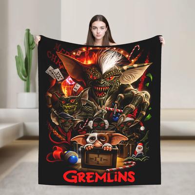 Couverture Mogwai Monstre Gremlins de Noël Qualité Chaude Douce G-Gremlins Gizmo Couverture Jetée Décor d'Automne pour Voyage Couvre-lit Drôle