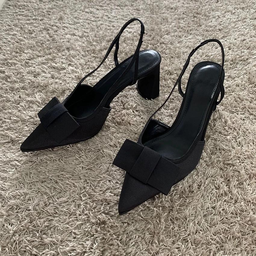 Fashion Butterfly-knot Design Heeled Sandals Women 2025 Fashion Elegant Dress Shoes Female Pointed Toe Pumps Women Slingback High Heels