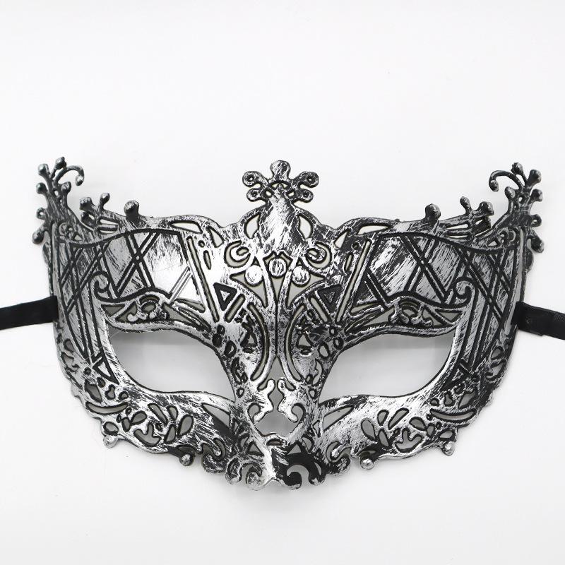 Halloween Horror Ball Party Mask Retro Jazz Flat Head Antique Half Face Bar Cosplay Decoration Props Men and Women Gold Silver