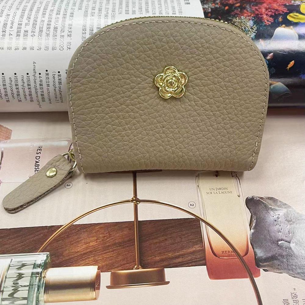 

Кожаная сумка-аккордеон, сумка для карт, кошелек из коровьей кожи, сумка-камелия, сумка для карт, сумка для мелочи, многоцветная светло-серый