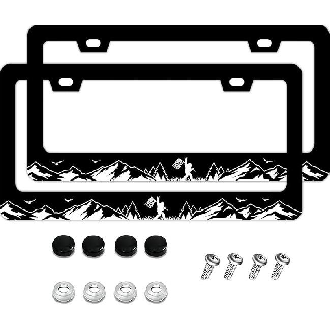FIORDY 2Pcs Bigfoot License Plate Frame Personalized License Plate Frames Auto Accessory Bracket Stainless Steel License Plate Holder With Screws For