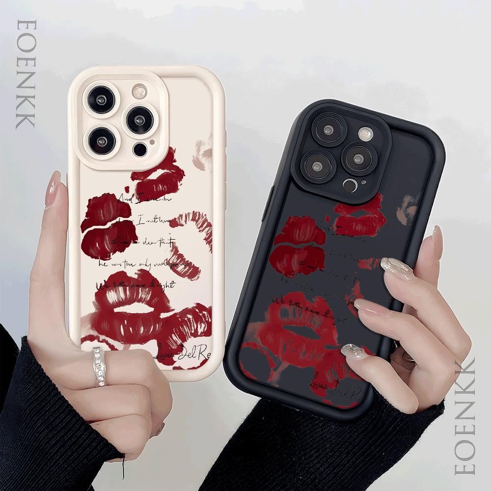 Fashion Sexy Red Lip Print Phone Case For iPhone 16 15 14 13 12 11 Pro Max XS Max X XR 12 13 Mini 14 15 16 Plus Soft Candy Cover