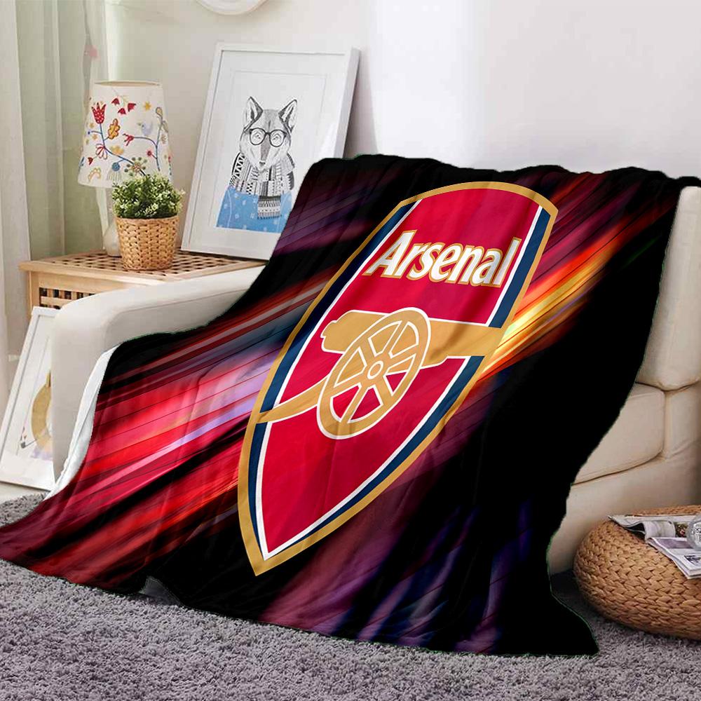 Coperta in Flanella con Stemma dell'Arsenal Football Club, Poliestere Morbido, Design Moderno, Per Tutte le Stagioni per Campeggio, Viaggi, Regali per Feste o Compleanni