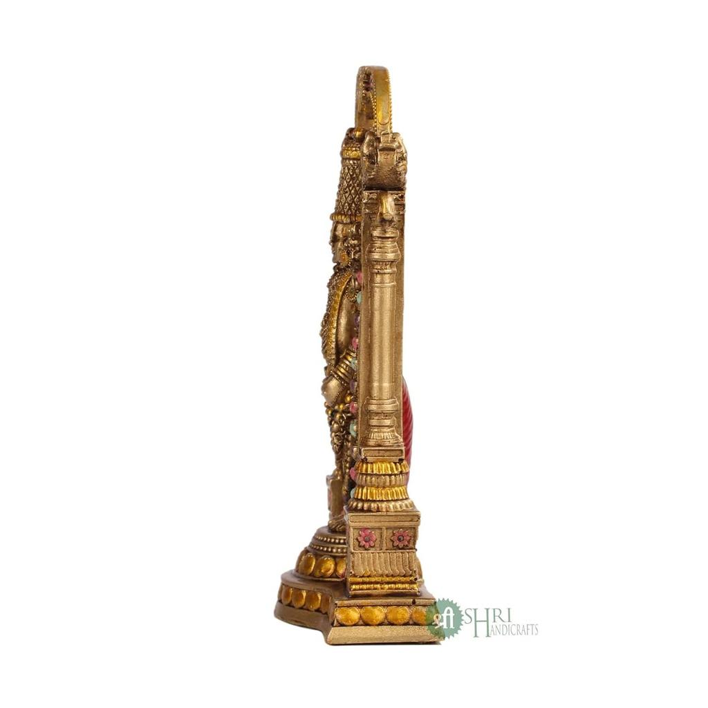 Tirupati Balaji Idolek z drobnym metalicznym wykończeniem Dekoracyjna ręcznie wykonana Murti Tirupati Balaji do domu, biura i jako prezent Rzeźba, Złota, Opakowanie 1 szt.