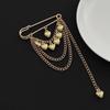 Iron Heart Brooch Pin Heart Shape Pendant Chain Tassel Badge  Clothing Accessories