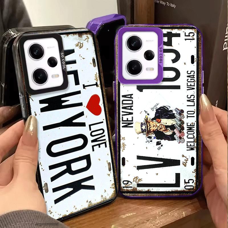 Retro Vintage License Plate Soft Phone Case for Xiaomi Redmi Note 13 14 15 Pro Plus 12S 12 11S 11 11T 10S 10 Shockproof Cover Ba