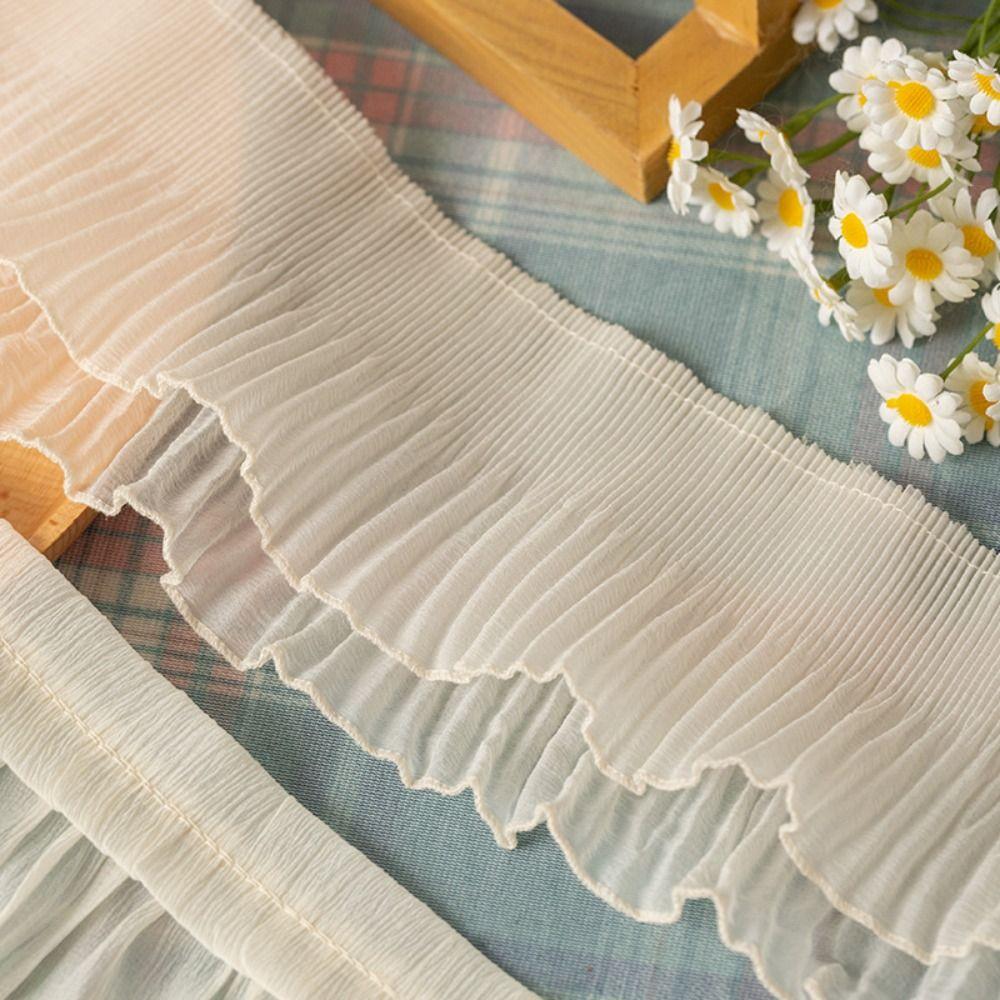 Sewing Needlework Accessories 2Yards Ruffled Lace Trims Wide 9-12cm Chiffon Pleated Lac Trims Chiffon Lace Trims