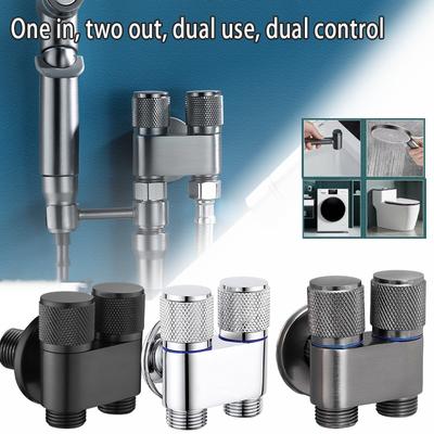 G1/2 Mini Çok fonksiyonlu Musluk Pirinç Bire İki Çıkışlı Çift Kontrol Çamaşır Makinesi Musluğu Üç yollu Tuvalet Üçgeni