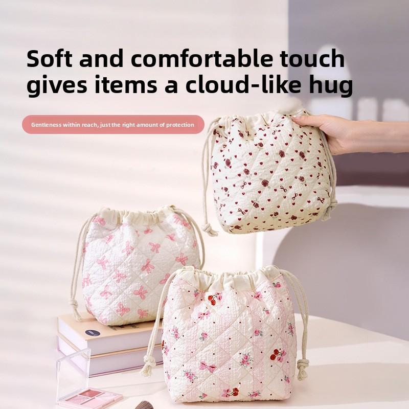 Makeup Bag With Drawstring Large Capacity Portable Travel Organizer For Cosmetics And Accessories