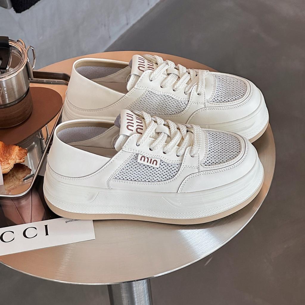 Korean Version Two-wear Shoes Versatile Mesh Little White Shoes Women's Shoes 2025 New Summer Board Shoes Breathable Casual Shoes