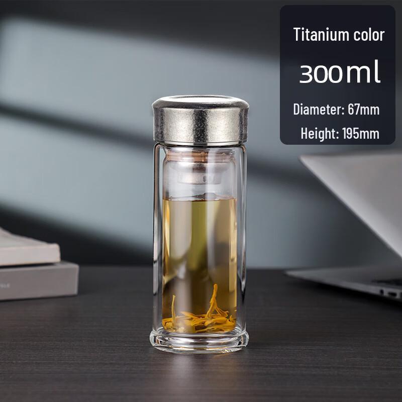 SX Double-Wall Borosilicate Glass Water Cup with Titanium Lid