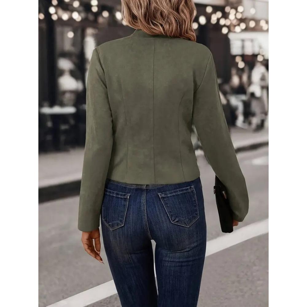 IHUASU Winter Solid Color Slim Everything Double Breasted Small Suit Jacket Woman Jackets & Coats