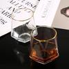 2pcs Set 11OZ Creative Stylish Rolling Golden Edged Glasses Transparent Hexagonal Glass for Home Bar Club Restaurant Water Cups