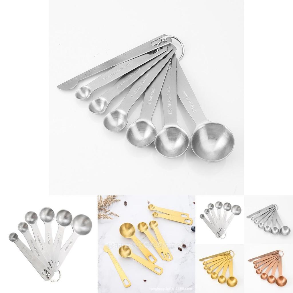 Modernes Messlöffel-Set aus Edelstahl zum Backen mit langem Griff und Kaffeemaß