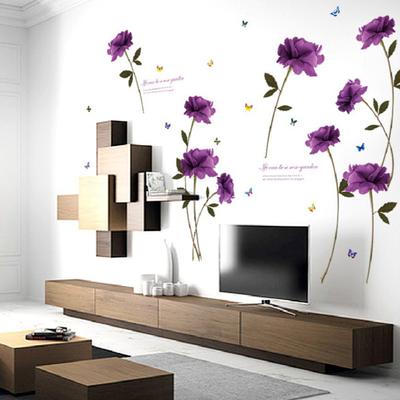 Pegatina de Pared de Flores Extraíble de Pelar y Pegar Pegatinas de PVC Murales de Pared Florales Coloridos Decoración