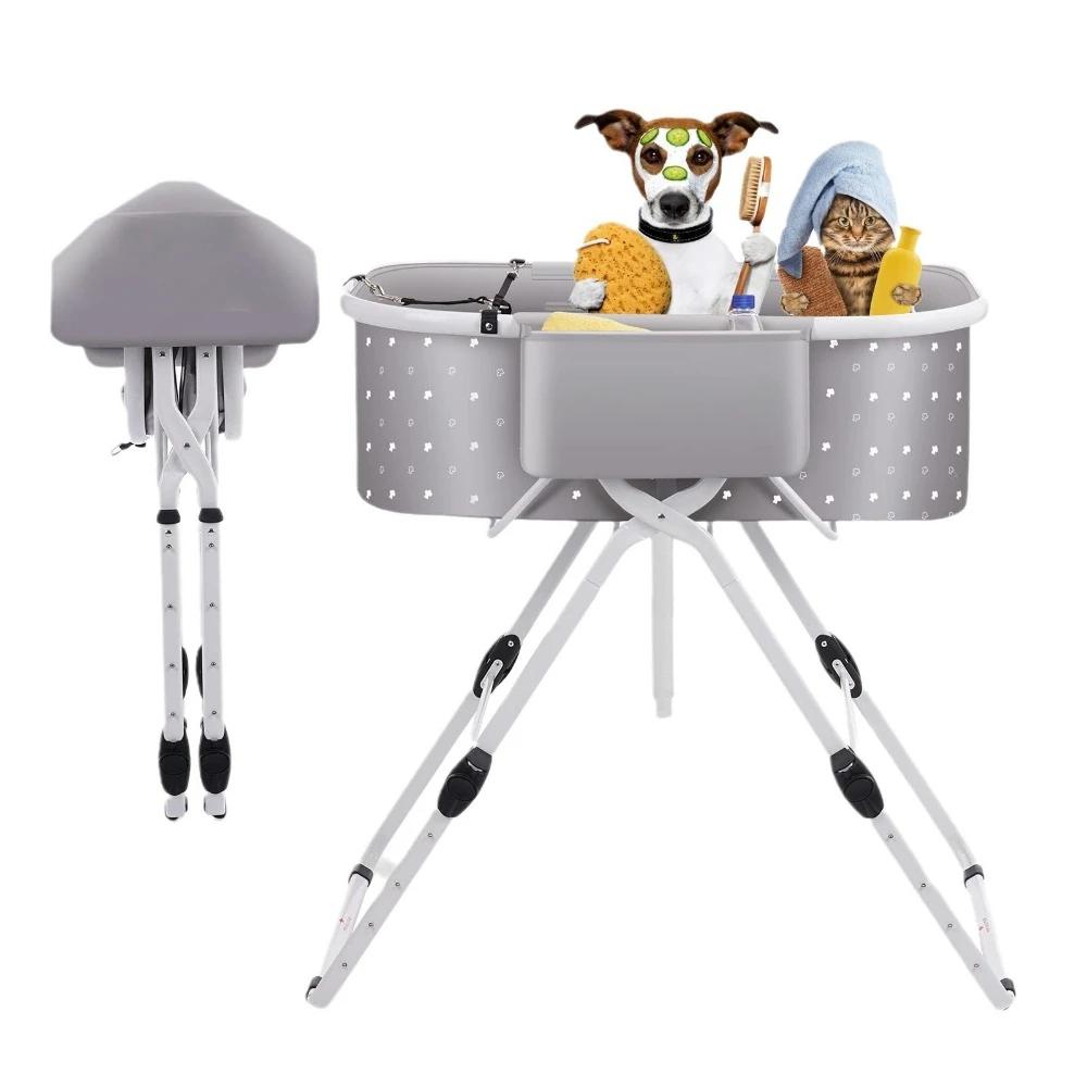 Dog Bathing Tub for Bath Shower Grooming Liftable Height Portability Adjustable Folding Dogs Bath Bathing Rack Pet Products