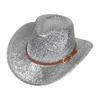 Glitzerndes Cowboyhut Unisex Westernstil Breiter Rand Fedora Hut für Party Festival Cosplay