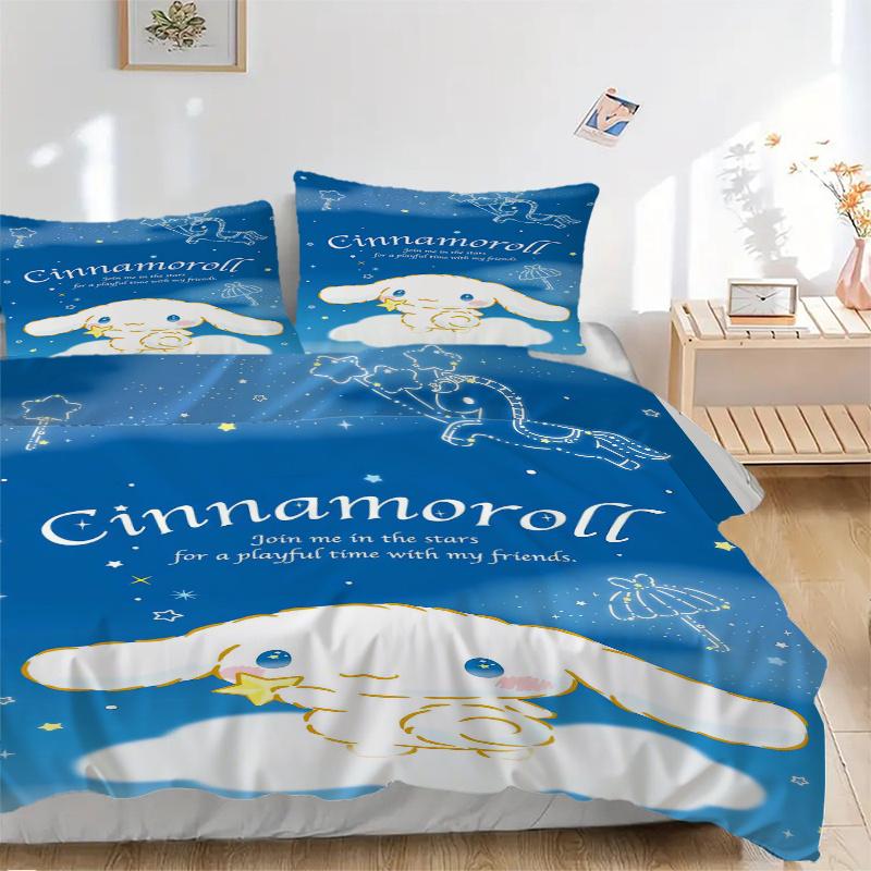 

3pcs Star Cinnamoroll Quilt Set - Soft and Comfortable Bedroom, Guest Room and Dorm Decor Bedding Set 1 Quilt Cover + 2 Pillowcases.S085 135x200cm
