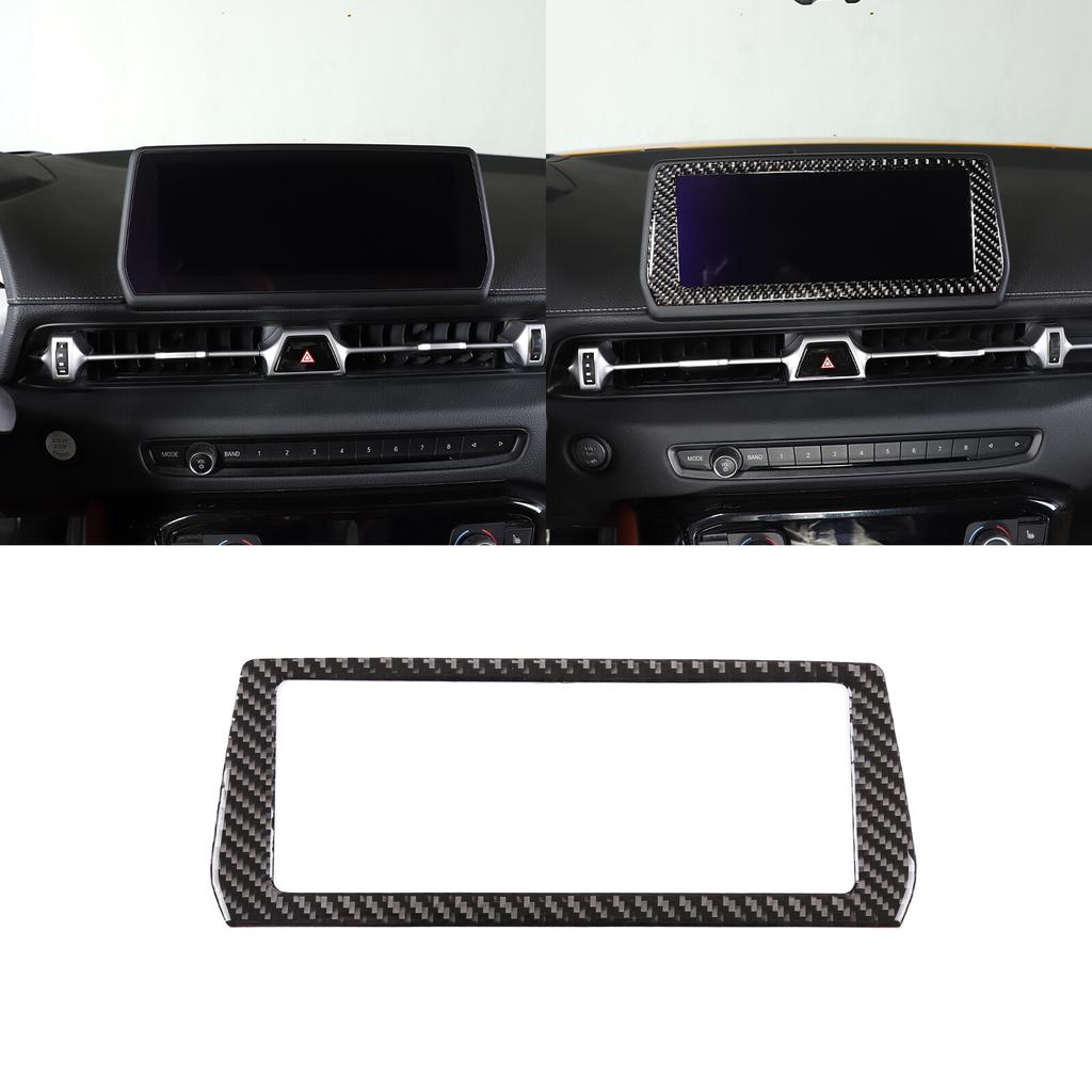 Real Carbon Fiber GPS Navigation Panel Cover Trim For Toyota Supra A90 19-24