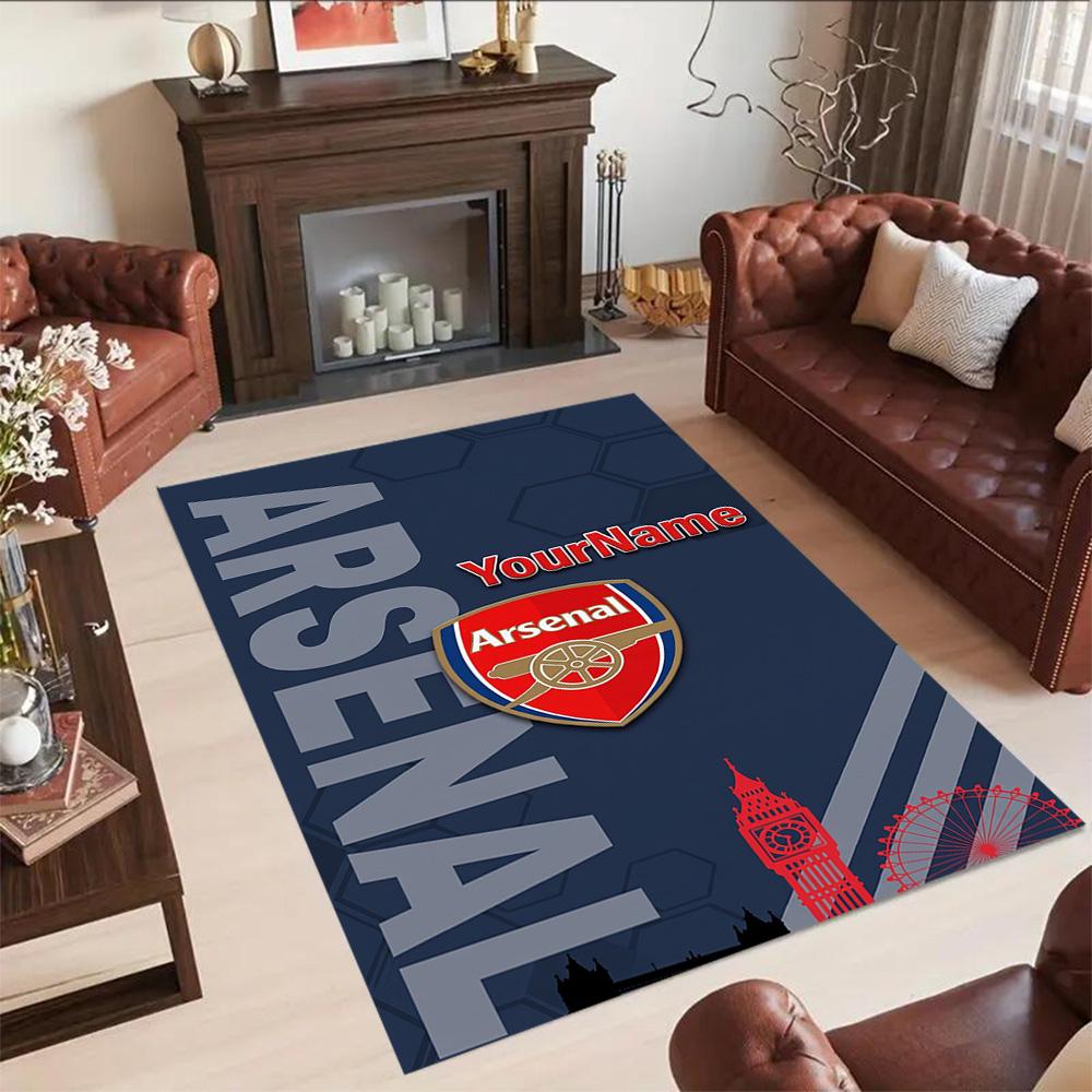 Arsenal Customize Your Name Floor Rug Office Rug Design for Outdoor Balcony Foyer Playrooms Anti-slip Rug Anime Office Decor