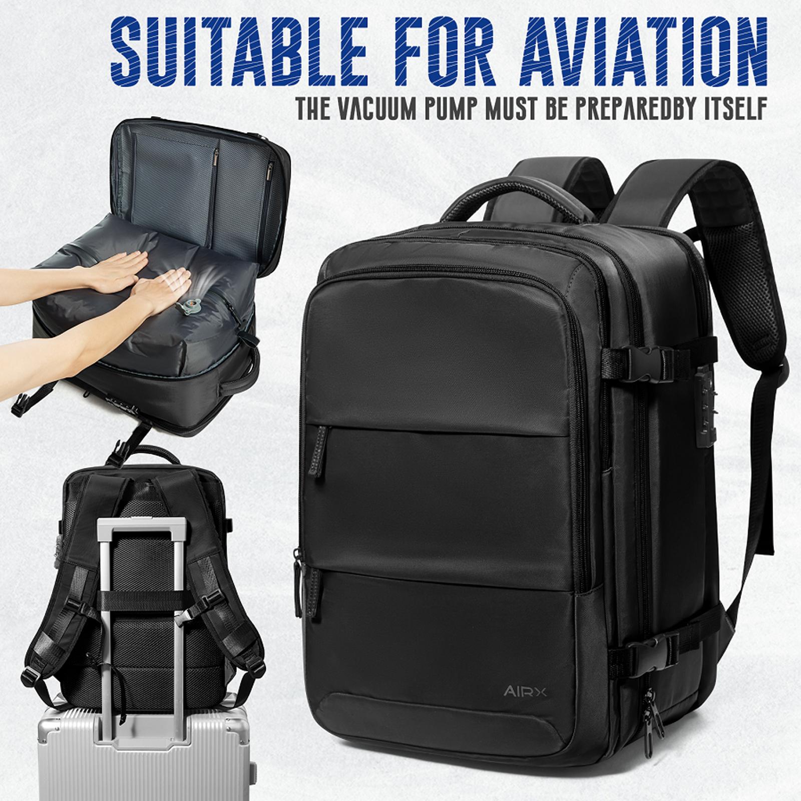 

Рюкзак дорожный с воздушной вакуумной компрессией большой вместимости для мужчин, деловой, для компьютера, черный, ручная кладь, рюкзак, сумка в салон чёрный