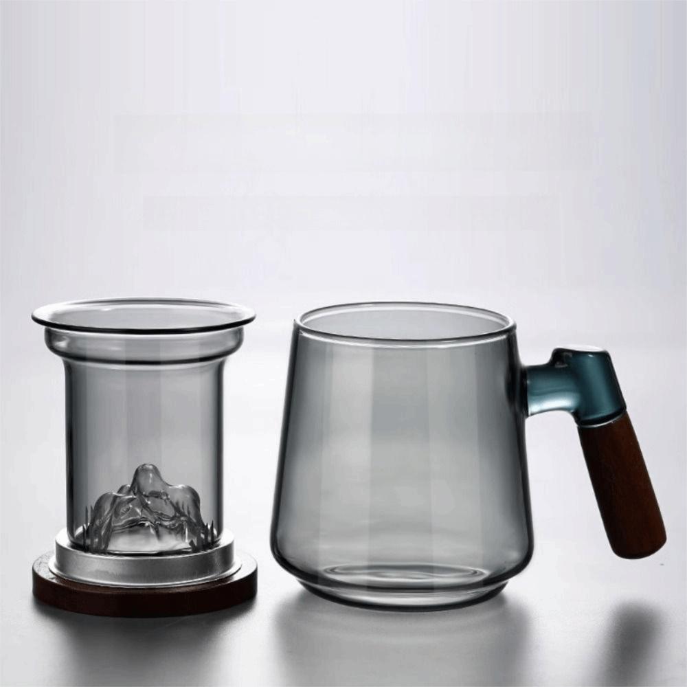 Wood Handle Tea Separation Mug with Lid Tea Maker Smooth Surface Clear Teapot  Office Use