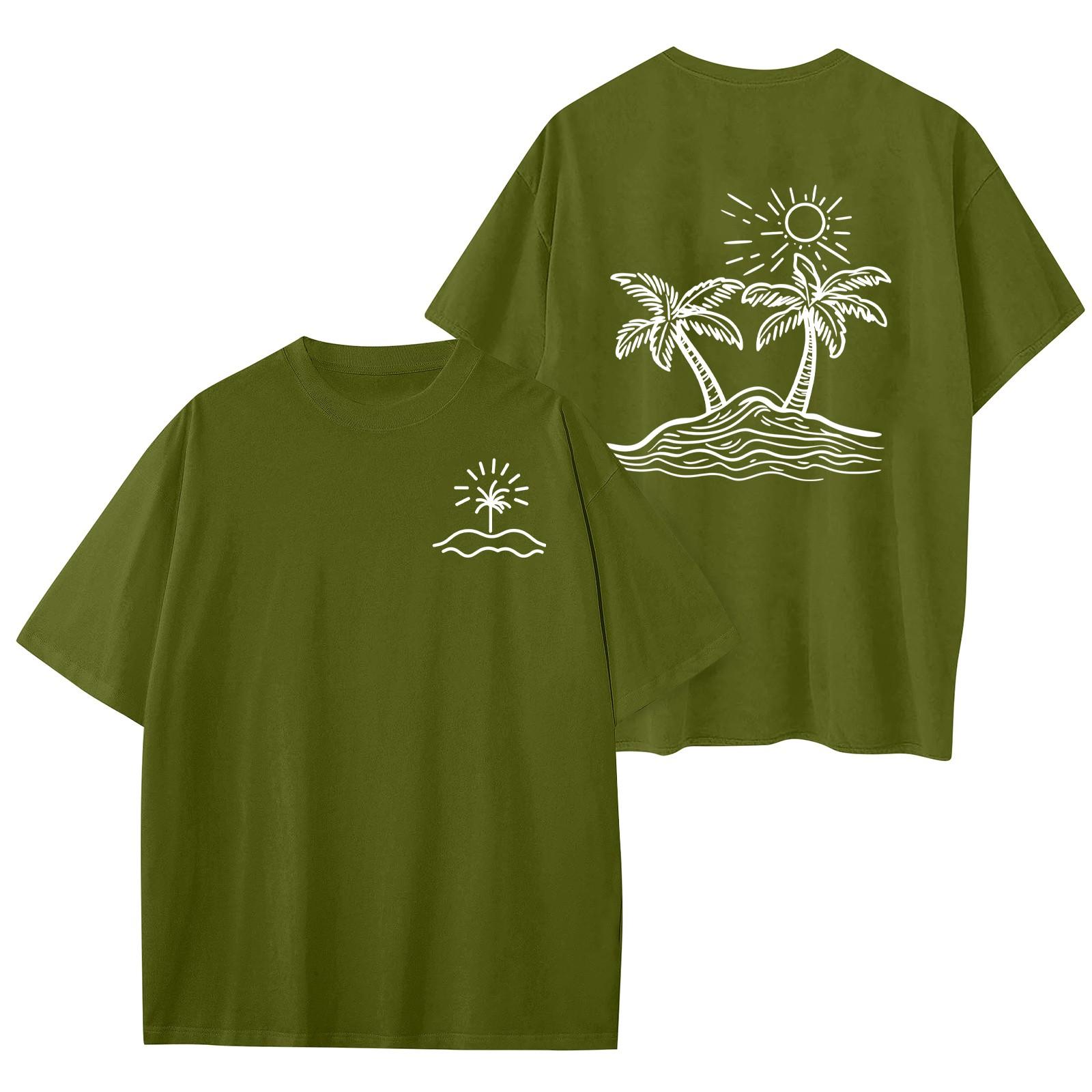 

Женский круглый вырез модный свободный гавайский принт короткие рукава M