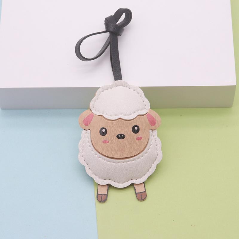 Cute Goat PU Leather Keychain Durable Cute Key Ring Bag Pendant for Women Car Key Holder Daily Use Gift