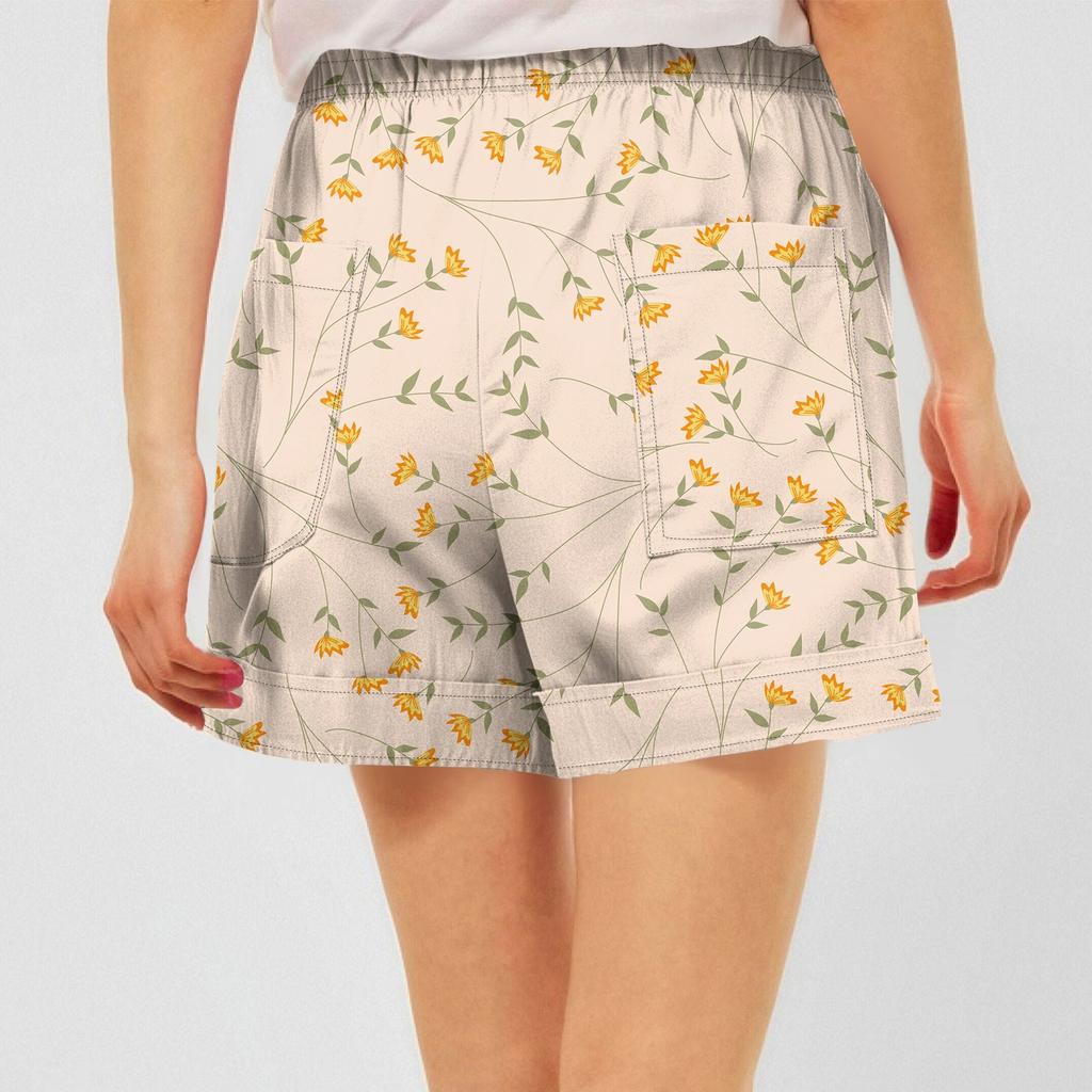 Damen Casual Sommer Elastische Strandshorts Print Casual Shorts