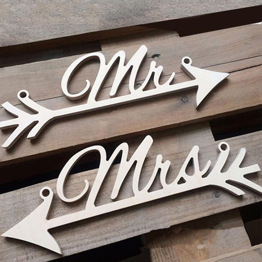 Wooden Letter Arrow Sign Boxwood Mr Mrs Wedding Party Decoration Chair Ornament Garden Event Home Decor Wooden Sign