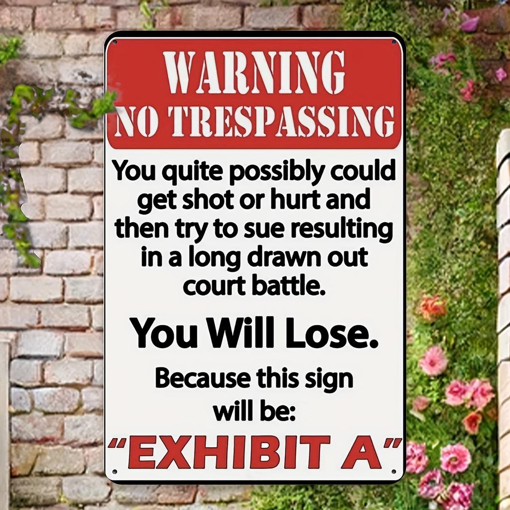 D Flat No Trespassing Warning Aluminum Sign x Inch Vintage Metal Wall Decor with Red Border White Background Durable
