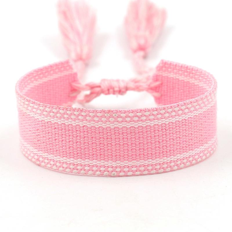 Ethnic Style Woven Bracelet with Embroidered Tassels - D Family DIY Promotion Wristband