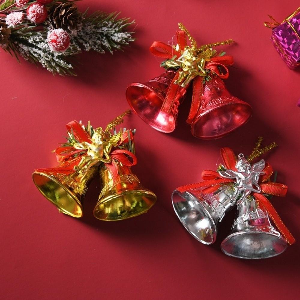 4/2Pcs Plastic Christmas Bells Merry Christmas Xmas Tree Decorations  Festival Party Celebration