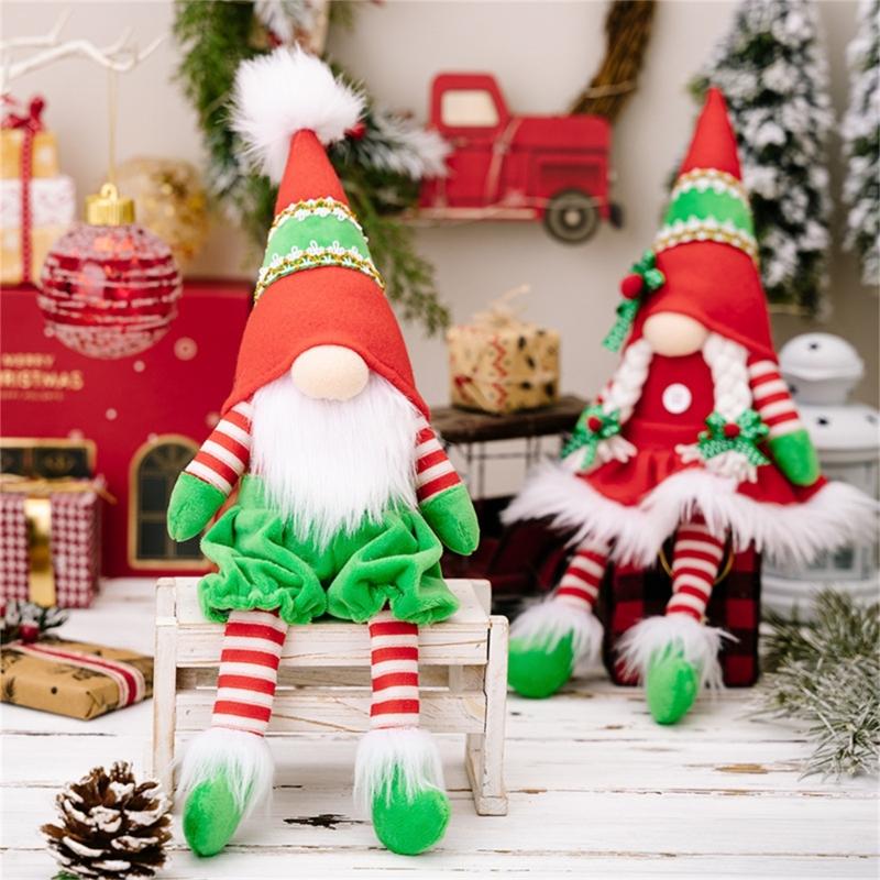 Party Red Green Gnome Doll Ornament Holiday New Year Decoration Supplies for Indoor Outdoor Garden Yard Decoration Gift