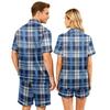 Couple Matching Pajama Set Short Sleeve Button Down Shirt with Hem and Shorts Set Soft Casual Loungewear S To XXXXL