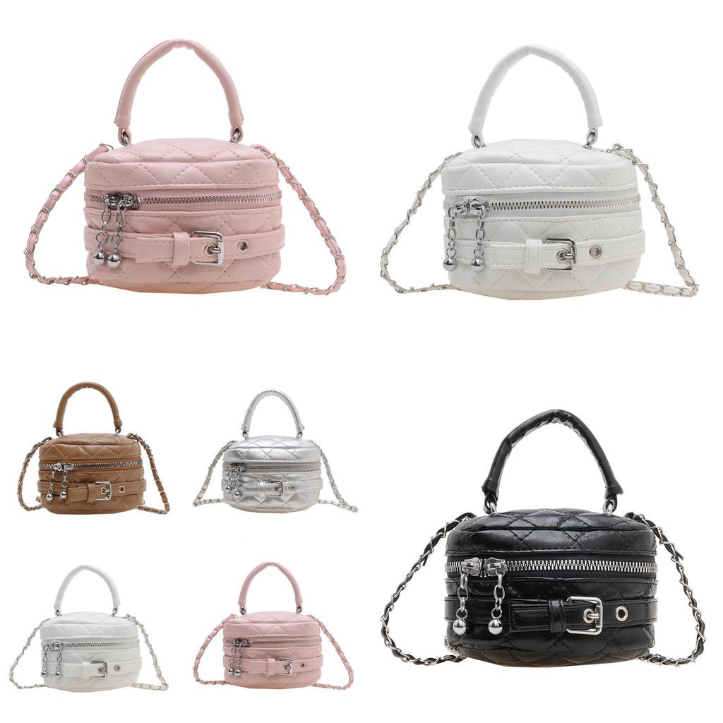 Childrens Bucket Bag With Chain Pattern Pu Material For Kindergarten Girls Daily Use