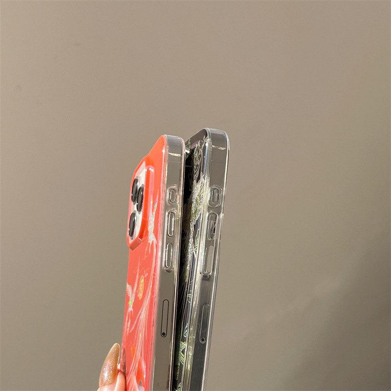 Husă de Telefon cu Sclipici Strălucitor Stil Chinezesc Peisaj Macarale Pentru iPhone 13 14 15 16 Pro Max Husă Moale