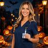 Cute Black Cat Id Card Reel Halloween Pumpkin Badge Reel, Retractable with 360 Degree Rotating Clip, Work for Nurses Acrylic Decorative ID Holder And