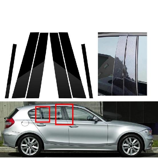 Silver Glossy Black Pillar Posts For BMW 1 Series E81/E82/E87/E88 Hatchback 2004-2013 Window Moulding Trim Sticker Decal Cover