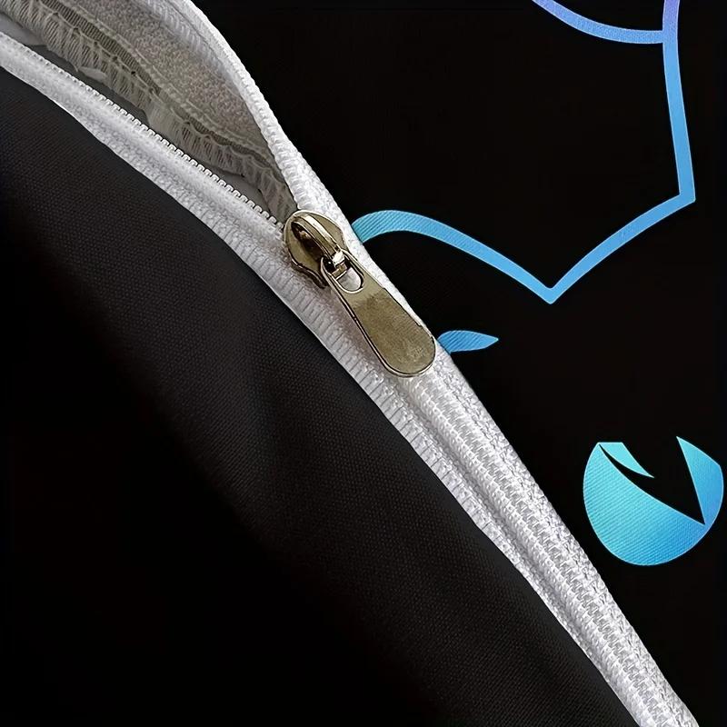 Cute Black Duvet Cover Set Color Cat Print Bedding Set Soft Comfortable Breathable Duvet Cover For Bedroom Decor