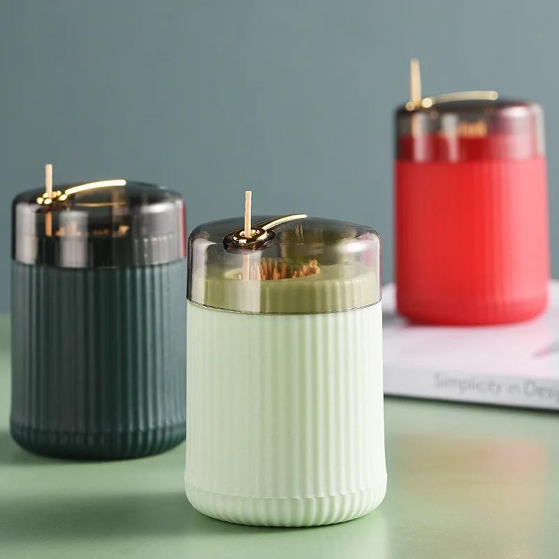 Toothpick Holder Organiser Pop-up Automatic Toothpick Dispenser Portable Plastic Toothpick Holder Creative Push Type