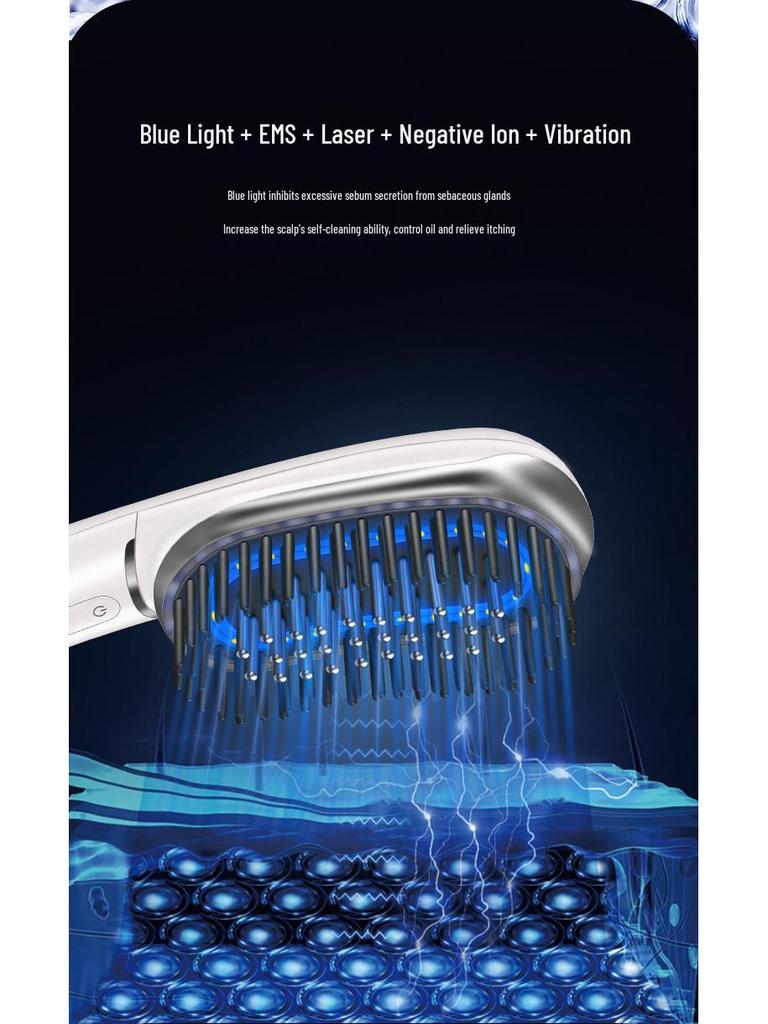 Scalp Massaging Comb with Negative Ion & LED Light Therapy for Hair Growth