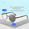 Mote metallinnfatning ferdig nær fjernsynsbriller Unisex utendørs fargeskiftende multifokale lesebriller Dioptri presbyopi