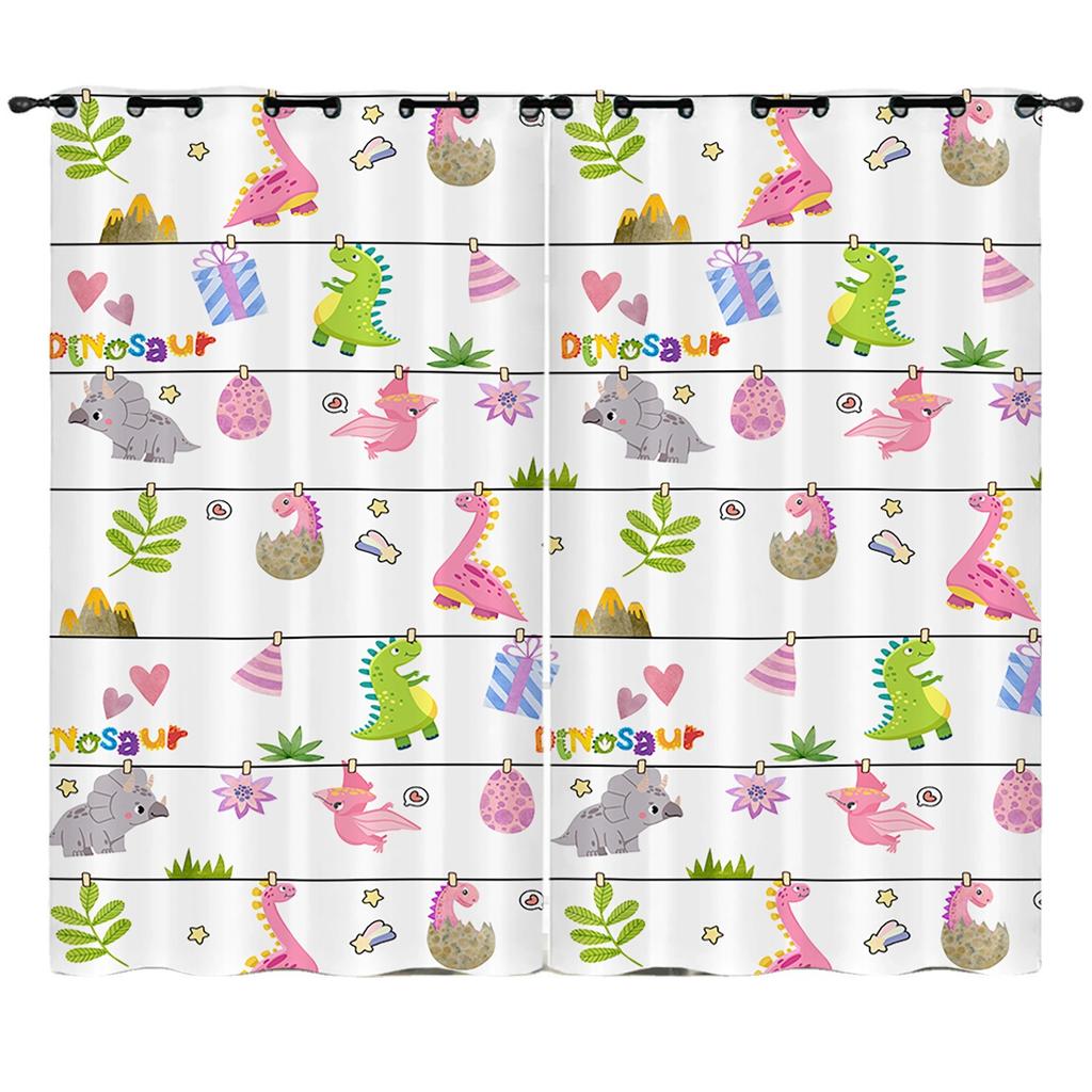 Curtain Flower Fresh Illustration Animal 3D Digital Printing Blackout Curtain Punching