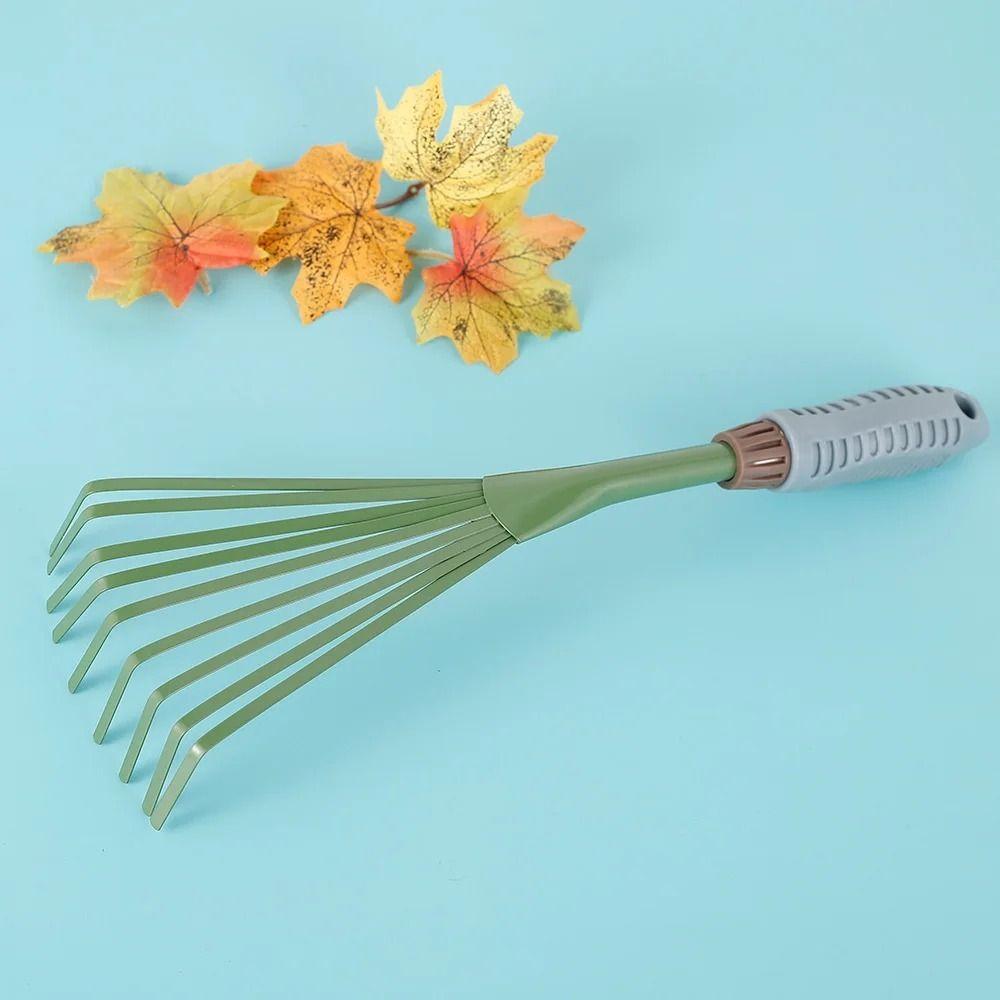 Iron 9Teeth Garden Rake 15.5 Inch Leaf Broom Cleaning Rake Hand Rake  Yard