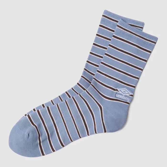 Striped pattern crew socks sky blue UR122CSC33