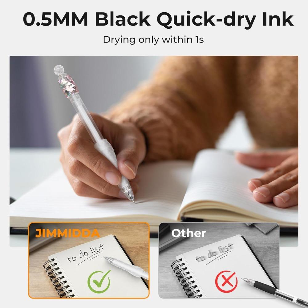 1/3/6 Pcs Rotating Crystal Gel Pens 0.5mm Fidget Rotat Gem Black Ink Fine Point Smooth Writing Pen Quick-dry for School Office