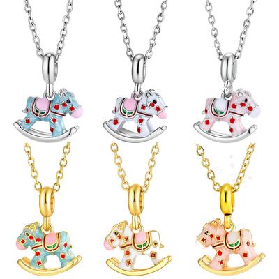 Colorful 3D Little Pony Necklace: Year of the Horse Zodiac Cute Cartoon Pendant - New Year Jewelry Gift