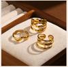 Stainless Steel Wave Ring Adjustable, Open Brand Stainless Steel Geometric Ring for Women, Trendy Statement Jewelry