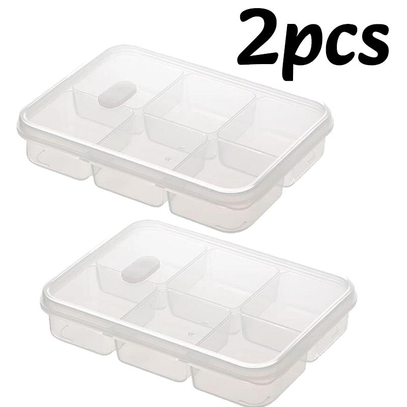 1-3PC 6Grid Refrigerator Food Storage Box Vegetable Fruit Cold Storage Crisper With Holes Frozen Subpackage Meat Sealed Storage